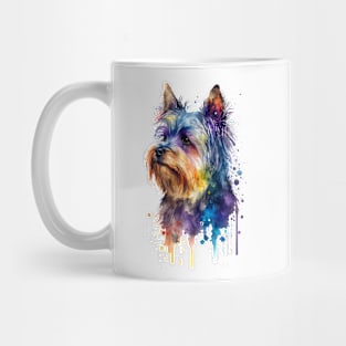 Rainbow Yorkshire Terrier Watercolor Art Mug